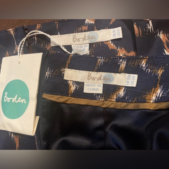 Boden 2-Piece Set Dress Outfit Silk Top Blouse Pencil Skirt Navy Work Office 6R - Picture 14 of 16